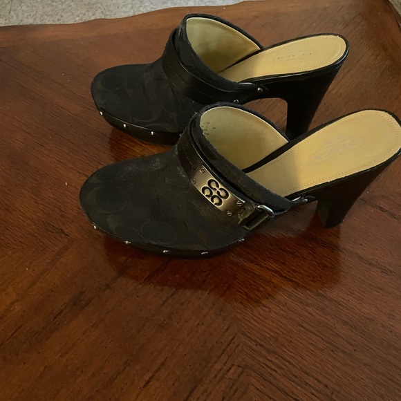 Coach 3 inch black clogs. Worn once indoors. - Picture 6 of 6